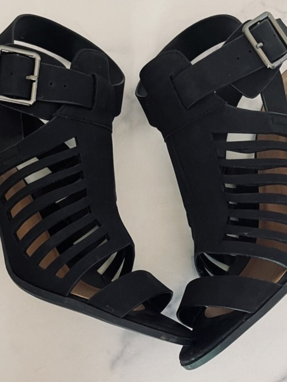 Soda Yummy Gladiator Cutout Stacked Heel Sandal